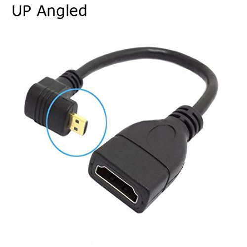 SYSTEM-S Micro HDMI aufwärts Winkel Winkelstecker 90° Gewinkelt zu HDMI Eingang Buchse Kabel 15 cm - 2