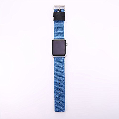 Bandmax Watch Band Nylon Gewebe Denimstoff Ersatzarmband mit Gürtelschnalle Uhrenarmband für 42MM Apple Watch Series 2/ Series 1(Blau) - 9