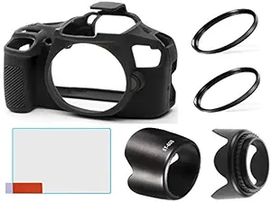 FND Camera Case, Hood, Filter Replacement for Canon DSLR (1500D 18-55MM is II & 55-250MM is II, Black)