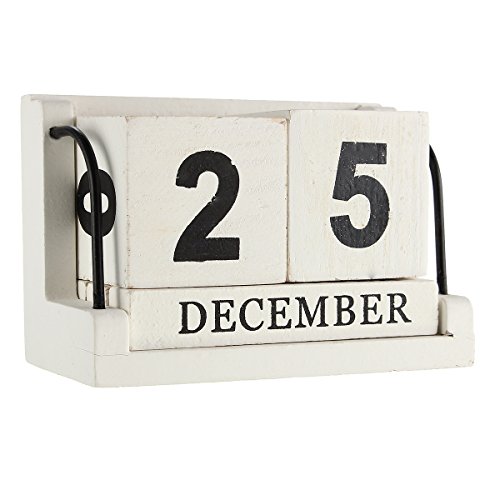 Jeteven Holz Kalender aus Würfel Dauerkalender Tischkalender Handwerk Desktop Dekoration Home Deko Haus (B)