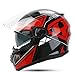 Produktbild JiaoLiao Abnehmbare Helm Multi-Funktions-Doppellinse Motorrad Männer und Frauen Full Cover Belüftung Design zur Stärkung der Shell (Farbe : Black red Racing, größe : M)