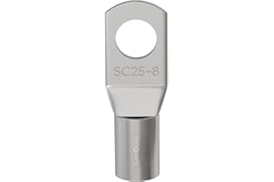 Lumonic Terminal de Cable Tubular 25mm² M8 I Crimpado Desnudo, Terminales de Anillo, Cable 25mm² I Ter