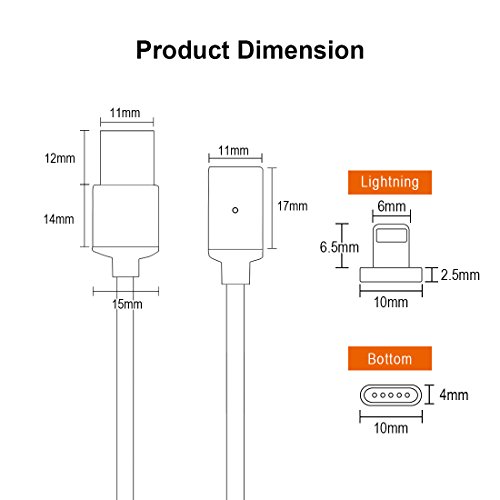 Magnetische Lightning auf USB Kabel  Lively Life 2 Kable   1 Magnetischer Blitzkopf Nylon Geflochten Ladekabel mit LED-Anzeige f  r iPhone  iPad Air  