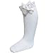 Soft Touch Infants Baby's Knee Socks Baby Girl's Knee Length (White Socks / White Flower, 6-12 Months)