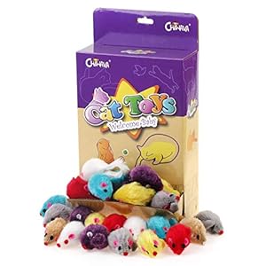 chiwava 60 piezas 4,1 » peludo ratones gato juguete sonajero pequeño ratón gatito interactivo Jugar color surtido