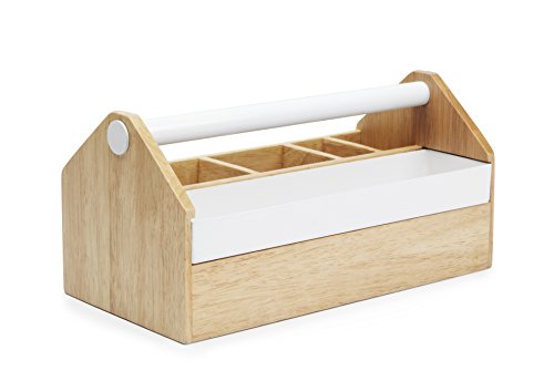 Umbra 290240-668 Toto Aufbewahrungskasten, Schmuckbox mit beweglicher Metallablage, Holz / Metall, weiß / natur