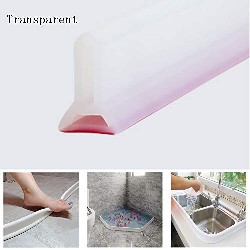 SAVEH Barrera de Agua de Silicona, Cinta autoadhesiva Impermeable para Cocina, baño, Ducha, separación Seca y húmeda (Transparent,80cm)