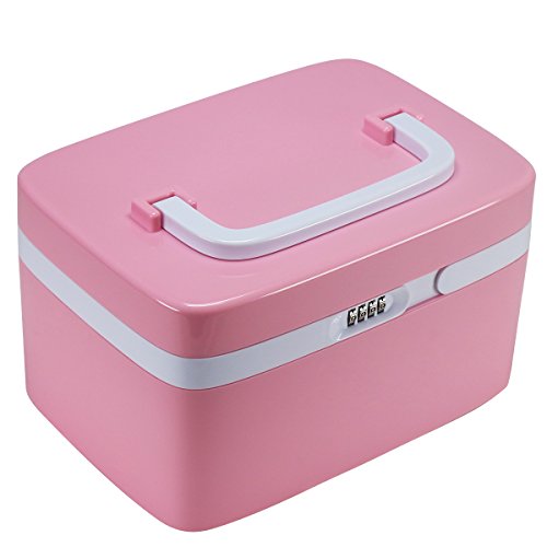EVERTOP Kosmetik Organizer Aufwahrungbox tragbare Make Up Aufbewahrung mit Zahlenschloss (Pink) - 7