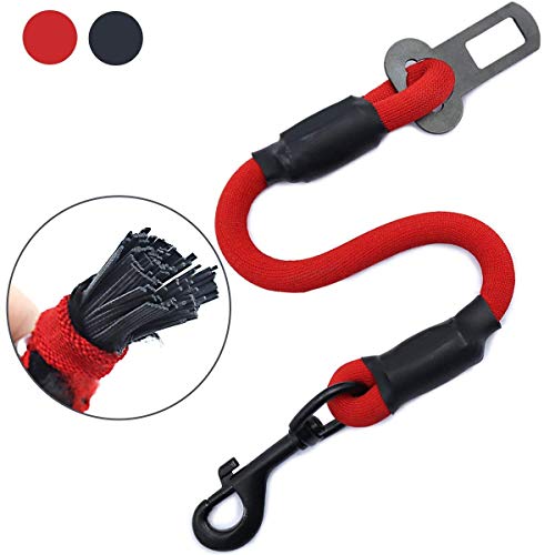 AMZNOVA Durable Super-élastique Ceinture de Sécurité pour Chien Voiture Auto Harnais pour Voiture,Rouge,S