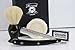 Hand Assembled Sophist Collection Elegantly Designed White Badger Hair Shaving Brush With Straight Cut Throat Razor,Shaving Soap & Pack Of Shaving Blades Traditional Straight Shaving Razor, Using Half Blade.