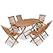 Produktbild Premium Garten-Essgruppe Teak Holz Set 7-teilig | Braun imprägniertes Teakholz | Sitzgarnitur mit 6 Klapp-Stühlen und ovalem Klapptisch | wetterfest Drinnen & Draußen | Sitzgruppe Gartengarnitur
