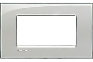 BTicino Livinglight Placca, Forma Rettangolare, Ghiaccio, 4 Moduli