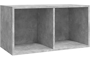 vidaXL Contenitore per Vinili Elegante Robusto Collezione Espositore per Dischi Mensole Portaoggetti Archiviazione LP Grigio Cemento in Truciolato