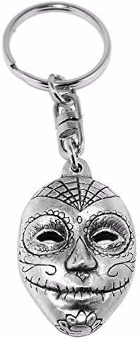 La Calavera Catrina Pewter Keyring (Voodoo Mexican Dame of the Dead)