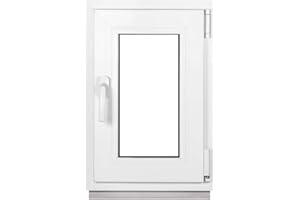 Framex Finestra Seminterrata Piccola in PVC Bianco, Larghezza x Altezza 60 x 80 cm (600 x 800 mm), Doppi Vetri (32 mm), Anta-Ribalta, Girevole DIN Destra – Premium
