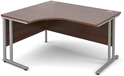 BiMi Ergonomic 1600 Left Hand Corner Desk with 3 Draw Desk High Pedestal Walnut