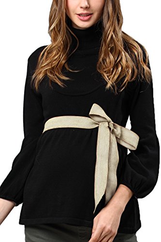 MK3004 Organic Cotton Knit Maternity Top (UK 8-10, black)