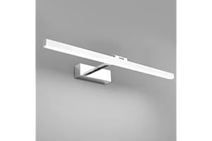 Klighten Miroir de salle de bain Led 60 cm pivotant de 180 °, 18 W 1170 lumens, étanche IP44 lampe de miroir de salle de bain, applique miroir moderne, blanc froid 5500 K, chrome