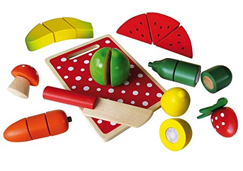 Preisvergleich Produktbild Schneideobst Gemüse Holz Spielküche Kaufladen Holzspielzeug 22 Teile
