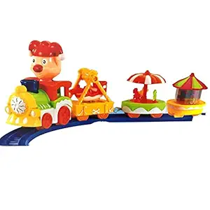 Ngel Cartoon Series Circus Train Toy for Kids with Track Lights and Musical ( Train Set with Tracks )