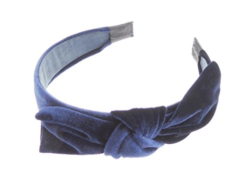 Ladies Soft Velvet Headband Large Pretty Bow Navy