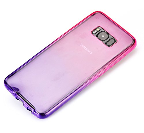 Samsung Galaxy S8 Plus Frontal Back Doble Funda de Silicona TPU  Vandot Degradado Color Ultra Delgada Slim Delantera   Trasera Funda Suave Carcasa de Gel Silicona Transparente Protective Full Body Smart Cover para Samsung Galaxy S8 Plus  Galaxy S8   SM-G9  Gradiente Rojo P  rpura