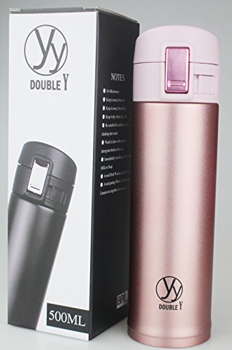 Double Y 17 Ounce Double Walled Vacuum Thermos 18/8 Stainless Steel Insulated Water Bottle (Pink) - 7