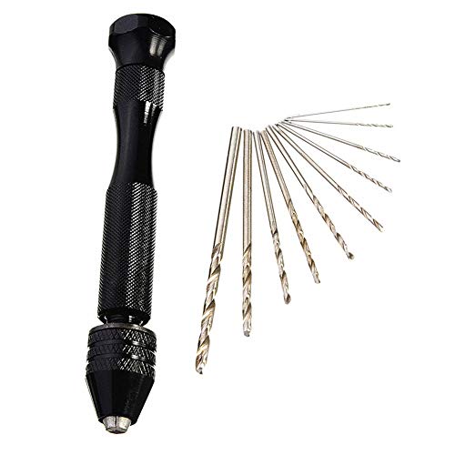 Preisvergleich Produktbild SIridescentZB Aluminiumlegierung Mini Handbohrmaschine Keyless Chuck + 10 Stücke Bits Handwerk Werkzeug Set