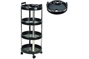 LOVE CRAZY Carro de Mantenimiento con Ruedas, Carro de Peluquería Carro de Almacenamiento de 4 Niveles para salón, Negro, Ruedas rodantes para Peluquero, Peluquero, Estilista