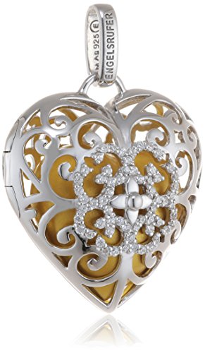 Engelsrufer Damen-Anhnger Herz mit gold-farbener Klangkugel 925 Silber rhodiniert Zirkonia wei - ERP-09-HEART-ZI-L Engelsrufer Damen-Anhnger Herz mit gold-farbener Klangkugel 925 Silber rhodiniert Zirkonia wei - ERP-09-HEART-ZI-L