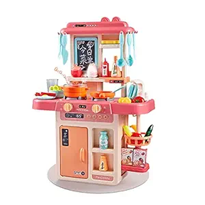 Khilona Plastic Smoky, Music, Real Water Tap Actually Fell of Kitchen Set for Kids - Multicolour (42 Pieces)