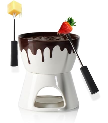 Schoko Fondue Bambelaa! Schokoladen-Fondue-Set  Keramik, 450ml, Fr Schoko  & Kse, Weiss