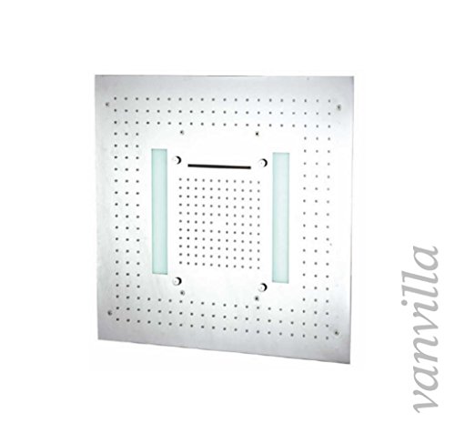 vanvilla LED Duschkopf 65cm x 65cm Edelstahl gebürstet Regendusche Schwall Sprühnebel flächenbündig Einbaubox 116565WB - 2