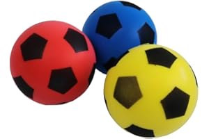 B4E 12cm Soft Foam Football - Yellow, Red & Blue | Soft Sponge Indoor/Outdoor Foam Soccer Ball Games For Unlimited Fun Sport | Suitable For Adults/Kids/Boys/Girls Of All Ages