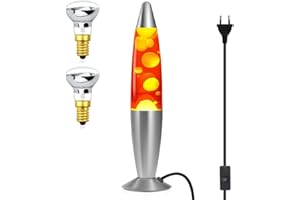 CELLUSTOP - Lampe Lave Décorative à poser, Lampe Magma Lave Ampoule de rechange incluse - Verre Robuste - 20 Watts - 35 cm - Bleu, Vert, Rouge (ROUGE)