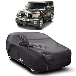 CREEPERS Car Cover for Mahindra Bolero Dust Proof - Water Resistant Car Body Cover (Grey with Mirror)