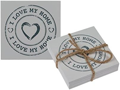 Original Cork-Backed Drinks Coaster Table Mat I Love My Home 10 cm Wooden Set of 8