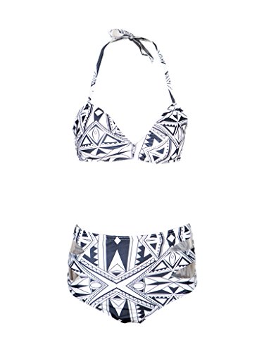 Blooming Jelly Damen Neckholder Geo-Druck mit hoher Taille Bikini Set Bademode - 2