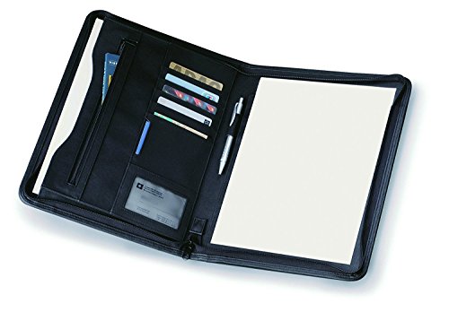 Carpeta Aspecto De Piel Negra Con Cremallera Tama  o Folio A4