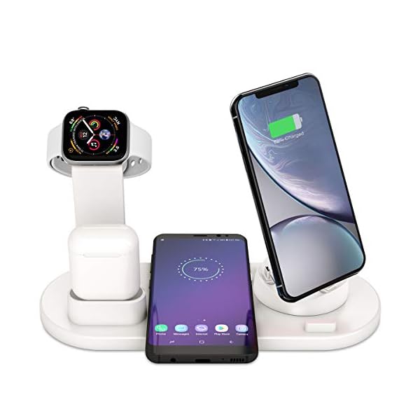 Bestrans Wireless Charger, 6 in 1 Charge Ständer für Apple Watch, Airpods und Smartphone, Fast Qi Ladestation für iPhone XR/XS/Xs Max/X/8 Plus/8 Samsung Galaxy Huawei Xiaomi etc