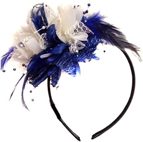 Navy Royal Blue and Cream Fascinator on Headband for Ascot Weddings