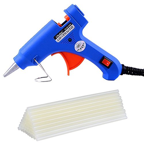 Ohuhu® Heißklebepistole Klebepistole Heißluftpistole Glue Gun Hotmelt Glue Gun 20W mit 25 Stücke Hot Melt Glue Sticks Klebesticks Heißklebesticks Heißklebestifte (blau)