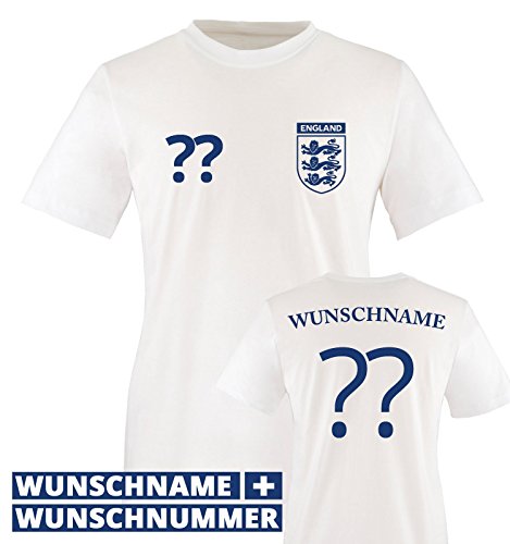TRIKOT – ENG – WUNSCHDRUCK – Kinder T-Shirt – Weiss / Blau Gr. 152-164