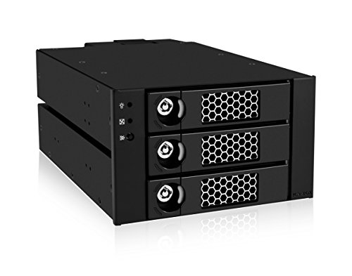 Icy Box IB-553SSK 2-fach 5,25" Backplane für 3x 3,5" (8,9 cm) SATA SAS HDD, Voll-Metall-Design, 1x 80 mm Lüfter, verriegelbar (schwarz)