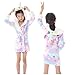 Produktbild Dreampartydress Ecommerce Trade Ltd Mädchen Sterne Einhorn Bademantel Morgenmantel 3D Horn Magische Lila Rosa Gelb PJ's Pyjamas (Alter 5-7)