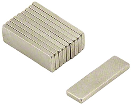First4magnets F330-N35-10 Neodym-Magneten, 1 kg Ziehen, Packung mit 10, Metall, silber, 20 x 6 x 1,5 mm dicken