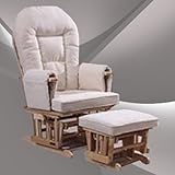 Stillstuhl Schaukelstuhl Babystuhl Glider Naturfarben cremefarbene Polster - 2