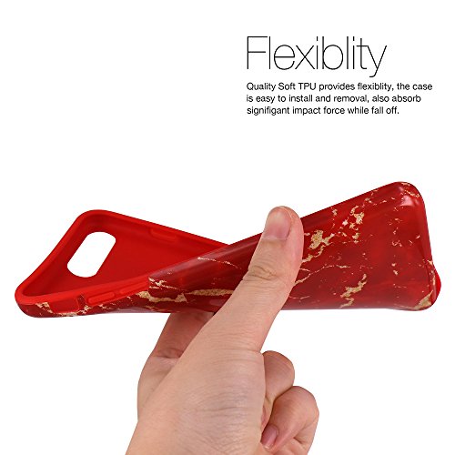JIAXIUFEN TPU Gel Silicone Protettivo Skin Custodia Protettiva Shell Case Cover Per Apple iPhone 7 / iPhone 8 - Red Marmo Design