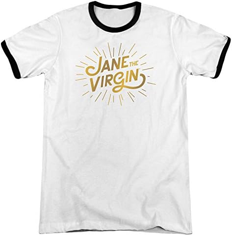Jane The Virgin - Mens Golden Logo Ringer T-Shirt, Large, White/Black
