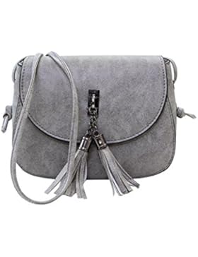 Schultertaschen für Damen Klein Jamicy® Damen Vintage Solid Haspe Quaste Messenger Flap Taschen Crossbody Shoulder...